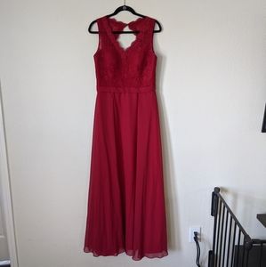 JJ'House Long Lace Bridesmaid Dress